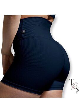 Born Primitive Limitless Bike Booty CrossFit Shorts Navy Ribbed Size Large